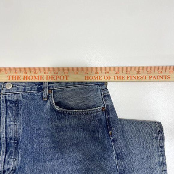 AGOLDE 90s Pinch Waist Distressed High Rise Straight Leg Jeans US 34 NWT - Picture 10 of 16